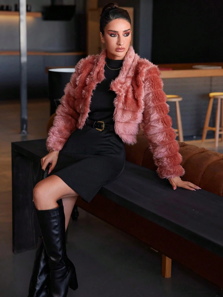 EURMUSE Women's Open Front Coat - Pink - View 1