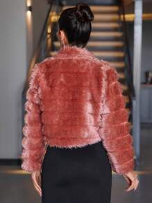 EURMUSE Women's Open Front Coat - Pink - View 2