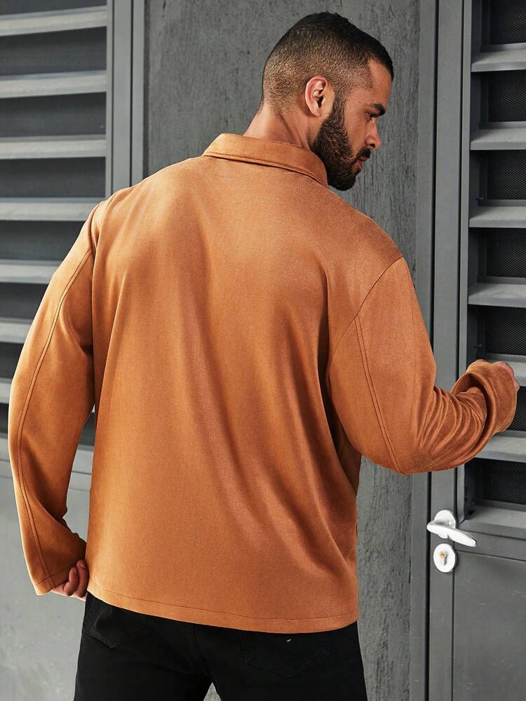 Men's Plus Size Zip-Up Front Collar Turn-Down Jacket