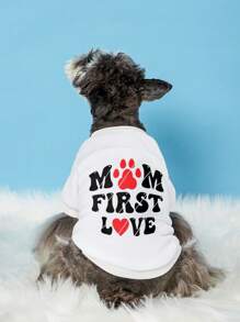 SHEIN 1 件冬季寵物印花字母運動衫(無帽) - 彩色 - 查看 1