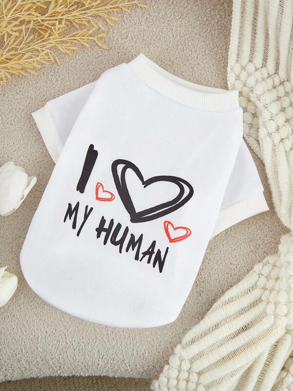 Reh Arte 1pc White Pet Sayings Print Sweatshirt (without Hood) For Cats