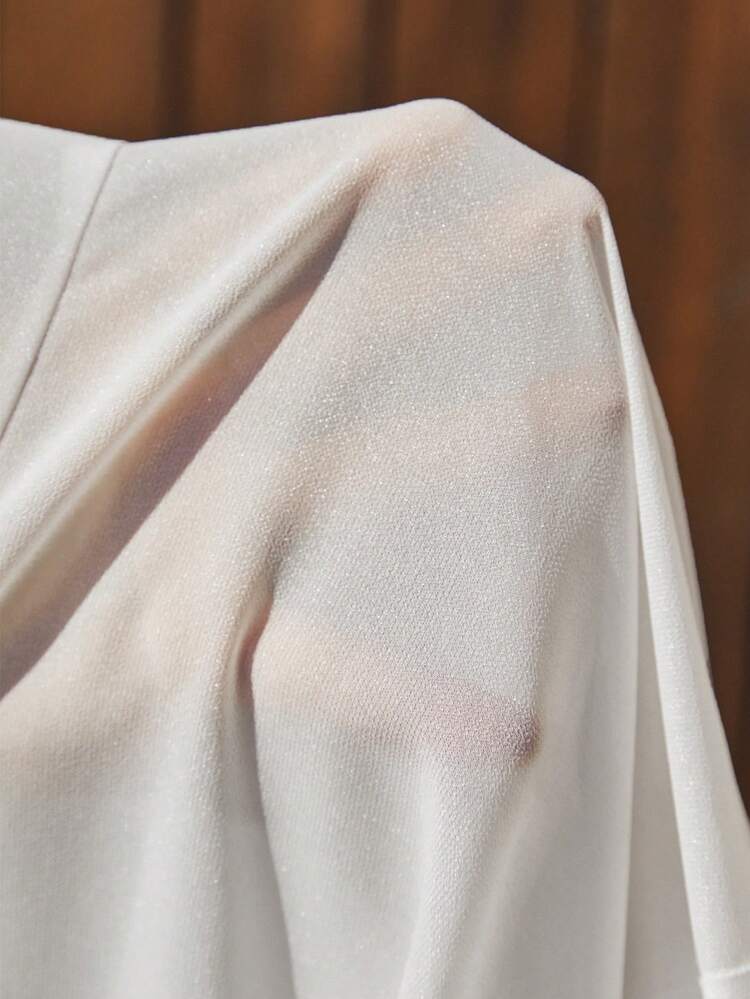 Solid Color Wrap Style Kimono With Ruffle Hem Summer