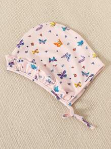 SHEIN Baby Girls' New Butterfly Pattern Printed Pajamas Set, Autumn 4pcs - Pink - View 6