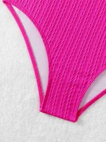 SHEIN Swim Women's Spaghetti Strap Bikini Summer - Hot Pink - View 8