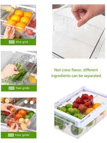 SHEIN Basic living 1入組冰箱抽屜收納盒，冰箱收納箱，帶手柄的拉出式，冰箱置物架收納盒，透明容器，適用於放置食物、飲料，在0.6以下的冰箱置物架上使用 - 無色 - 查看 2