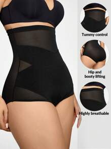 SHEIN Shape High Waisted Mesh Insert Shapewear Panty