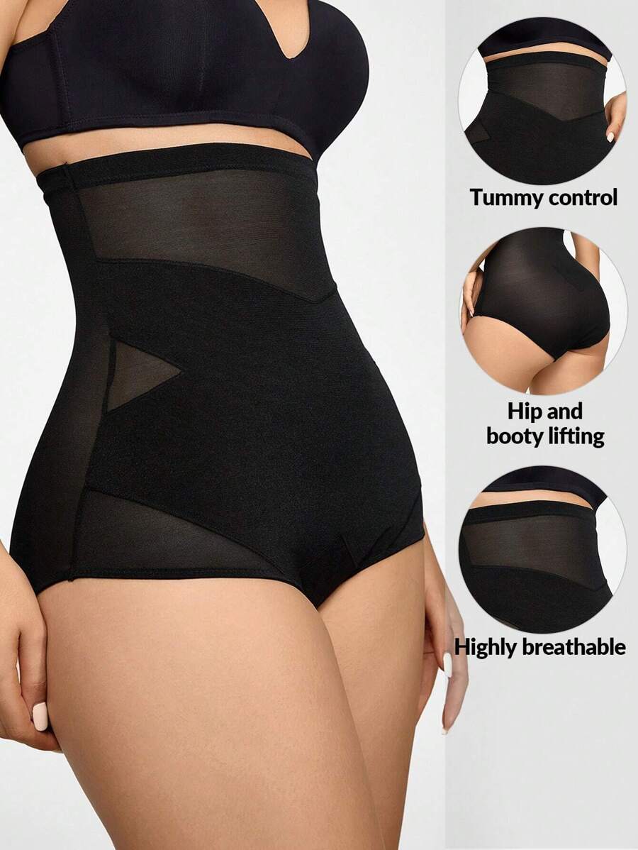 SHEIN Shape High Waisted Mesh Insert Shapewear Panty
