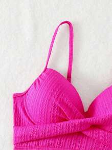 SHEIN Swim Women's Spaghetti Strap Bikini Summer - Hot Pink - View 7