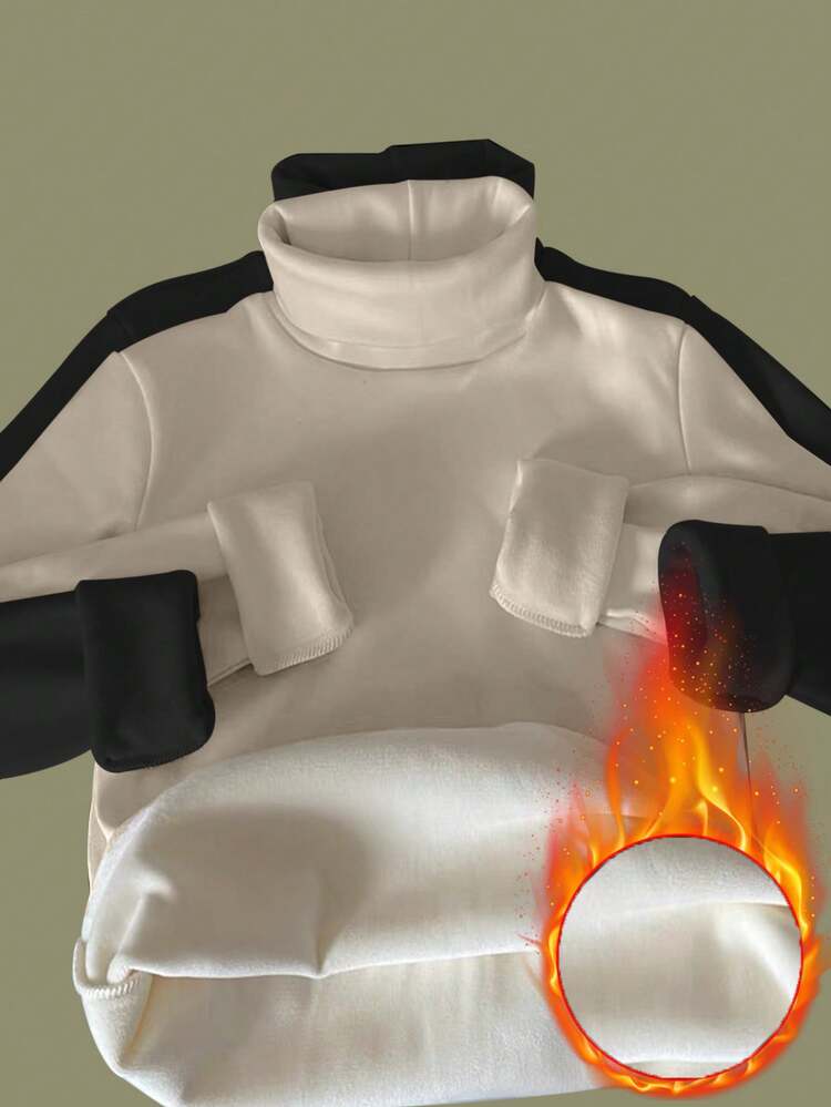 Calvaya 高领保暖抓绒纯色长袖打底 T 恤 - 彩色 - 查看 6