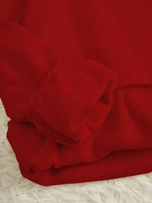 SHEIN Slayr 字母圖案保暖襯裡運動衫 - 紅色 - 查看 3