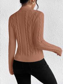 SHEIN Frenchy 針織半高領長袖毛衣 - 鏽棕色 - 查看 2