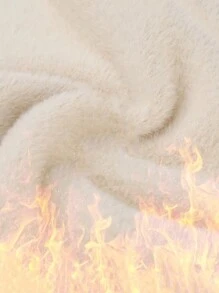 SHEIN LUNE Plus Size Solid Color High Neck Long Sleeve Sweater Pullover - Apricot - View 4