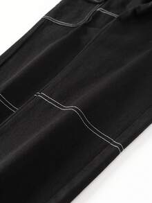 男童黑色休閒工業風口袋牛仔褲 - 黑色 - 查看 5