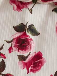 2pcs/Set Baby Girls' Floral Bodysuit Set - Multicolor - View 4