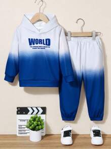 SHEIN Conjunto De Moletom Com Capuz E Calça Para Meninos Com Cores Correspondentes Para Ocasiões Casuais