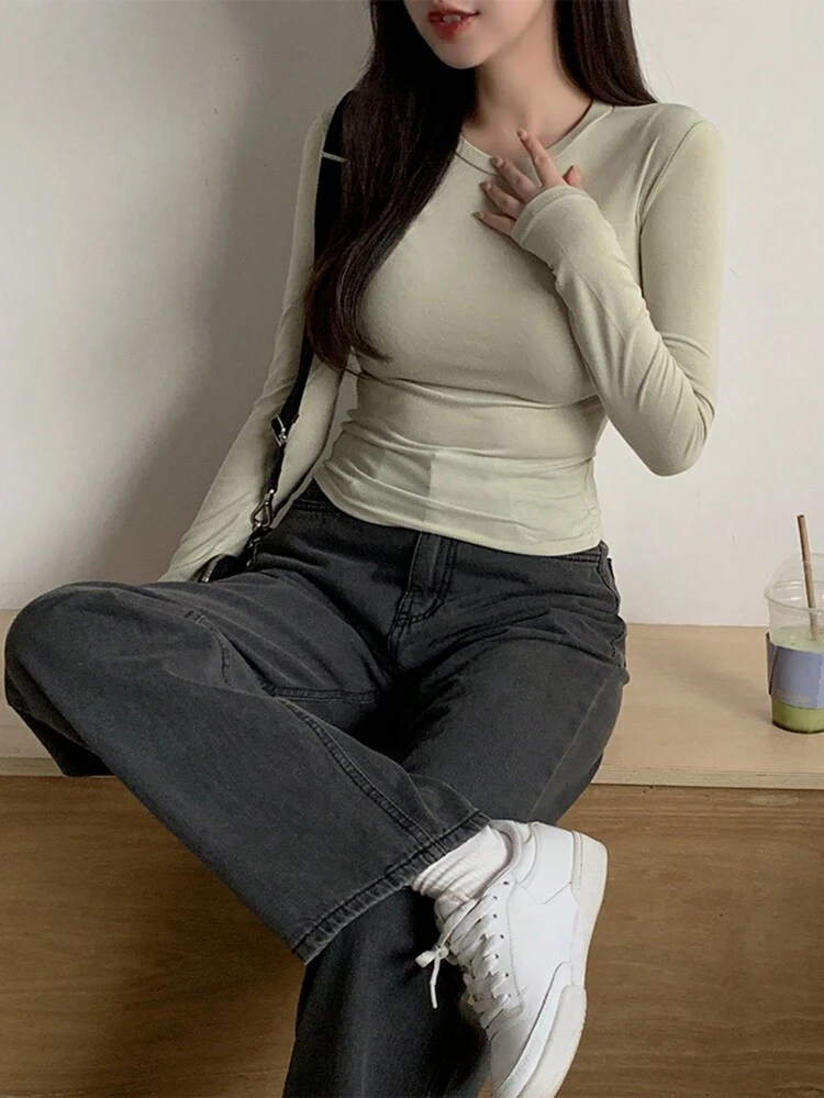 Washed Black Straight Leg Jeans Fall,Winter