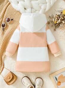 Infant Girls' Duffle Coat With Hood & Toggle Buttons - White - View 2