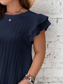SHEIN Frenchy Váy tay lỡ cỡ lớn cho nữ - Màu xanh hải quân - Xem 5