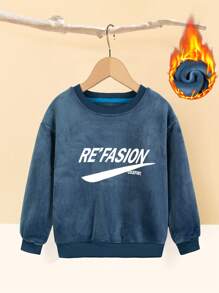 Winter Men's Boys' Casual Fleece Fashion Sweatshirt - Blue - View 1