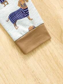 嬰兒男童秋冬季可愛的小動物幼犬趣味印花日常休閒上衣 - 彩色 - 查看 5