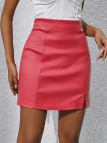 Allurite 女性分叉裙 - 紅色 - 查看 3