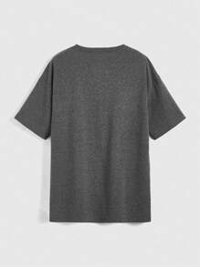 ROMWE Grunge Punk Camiseta Casual De Manga Corta Con Cuello Redondo Con Diseño De Cráneo Y Ojos Impresos - Gris Oscuro - Ver 4