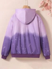 少女渐变字母和星星印花卫衣 - 紫色 - 查看 2