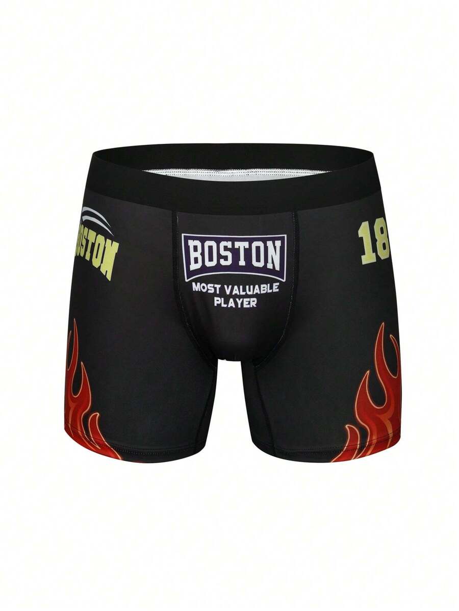 Men's Briefs With Printed Words Design - Multicolor - View 1