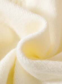 SHEIN Baby Girls' Casual Round Neck Pullover Sweater With Fringe Hem, Long Sleeve - White - View 5