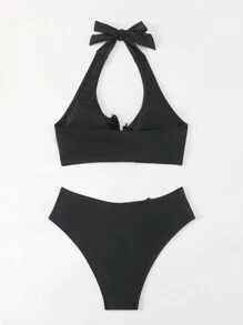 SHEIN Swim Women's Lace-Up Bikini Set Summer Beach