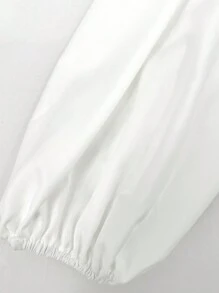 Sweetra 白色交叉繫帶燈籠袖連身裙 - 白色 - 查看 3