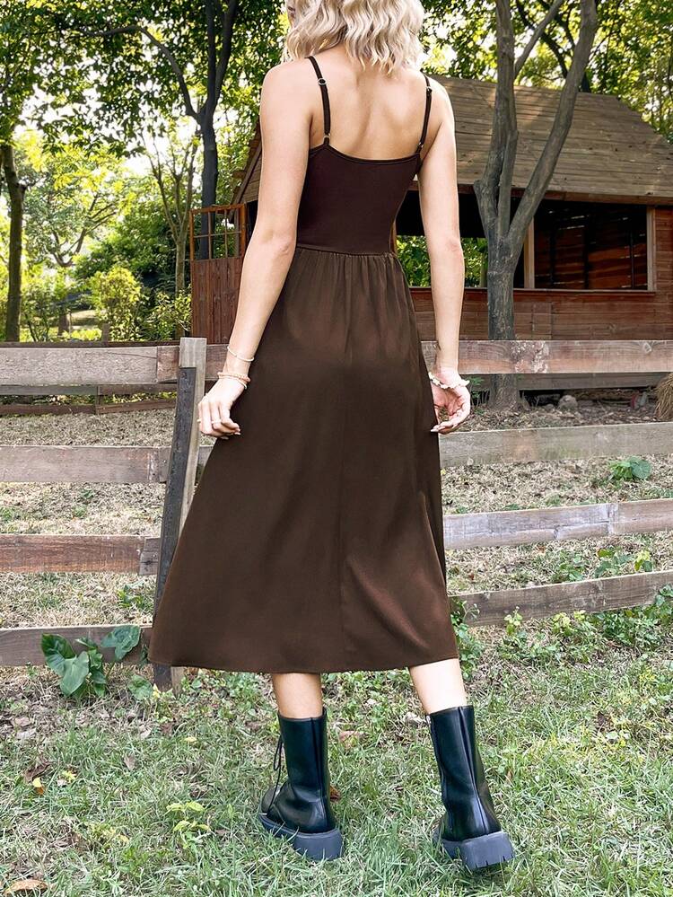 Women's Patchwork Fringe Spaghetti Strap Dress