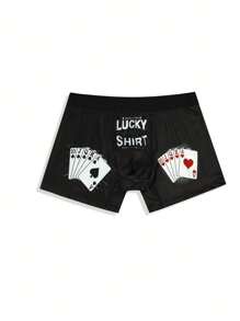 Men's Letter Playing Card Print Boxer Briefs - Multicolor - View 3