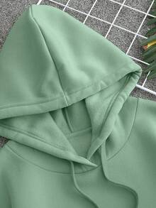 Nam Hoodie Với Túi kangaroo Và In thư - Màu xanh Bạc hà - Xem 5