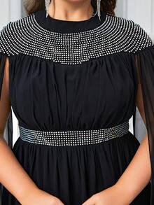 YISIKADO Women's Plus Size Ballroom Evening Dress With Snowflakes Frills And Rhinestones For Elegant Party