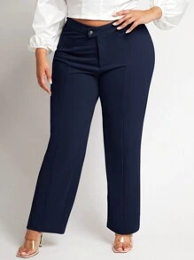 SHEIN SXY Pantalones De Tallas Grandes De Color Sólido