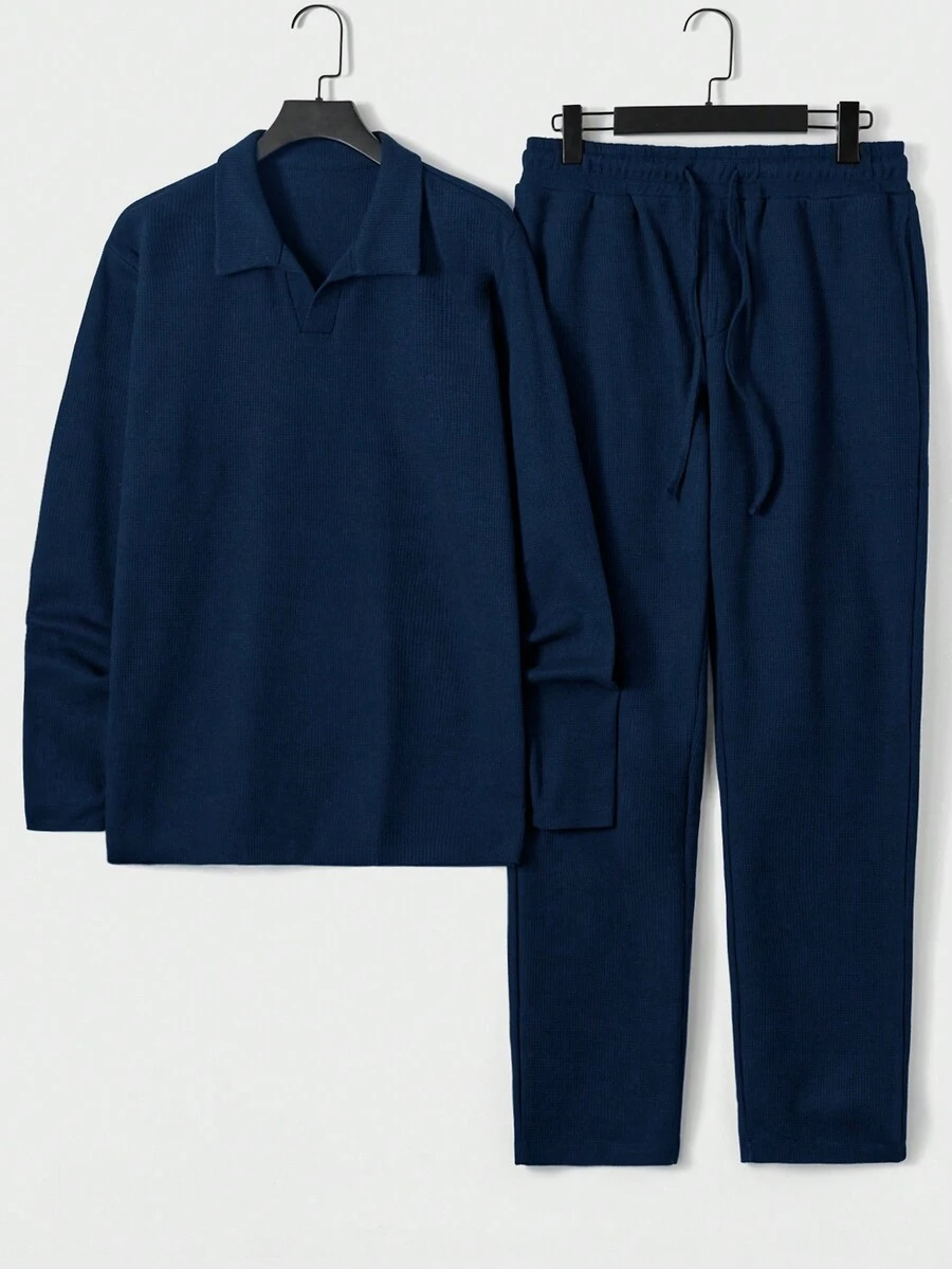 RueChic Men's Solid Color 2pcs/set Outfit