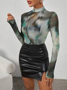 SHEIN Essnce Nhuộm buộc Lưới Áo liền quần chặt - Nhiều màu - Xem 4