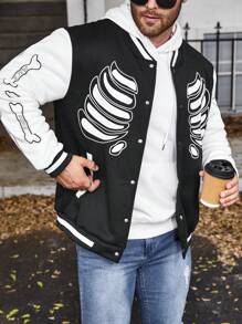 Manfinity LEGND Große Größen Baseball Jacke mit Herren Schädel Muster, - Verschiedenfarbig - Übersicht 3
