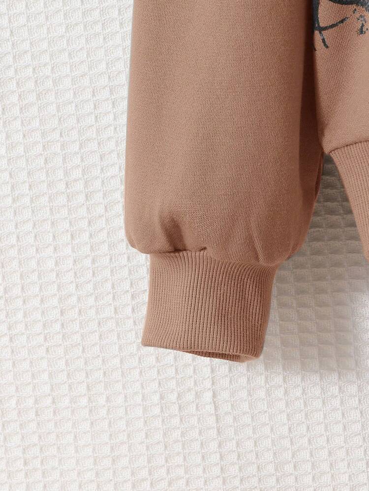 Teen Girl Portrait & Slogan Print Sweatshirt With Fleece