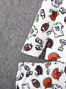 SHEIN Young Boy 2pcs Cartoon Graphic Tee & 2pcs Pants PJ Set - Multicolor - View 4