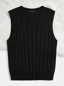 Manfinity VCAY Men's V-neck Sweater Vest - Black - View 3