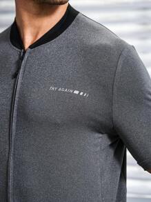 Gym Rark Chaqueta de ciclismo con patrón de letras y cierre frontal con cremallera para motociclista - Gris Oscuro - Ver 4