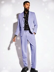 GENTILAND 男士編織休閒商務西裝套裝 - 紫羅蘭色 - 查看 5