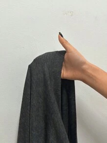 SHEIN Essnce Solid Color Button Closure Long Sleeve Casual Jacket - Black - View 3