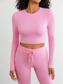 Ocili 女性純色上下裝家居服套裝 - 粉色 - 查看 7