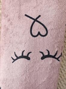 Girls' Flannel Pajama Set With Eyelashes And Heart Patterns - White - View 4