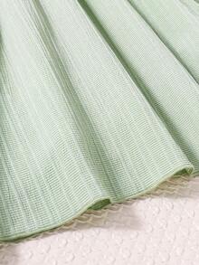 SHEIN Áo sơ mi vai lạnh ba chiều lưng dài đính hoa của cô gái tuổi teen - Màu xanh Bạc hà - Xem 5