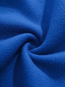 SHEIN EZwear 大码女式字母印花保暖内衬卫衣 - 藍色 - 查看 6