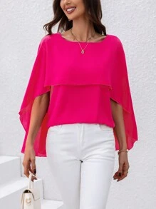 SHEIN Clasi Blusa De Manga Con Capucha Y Color Sólido - Rosa Fucsia - Ver 6